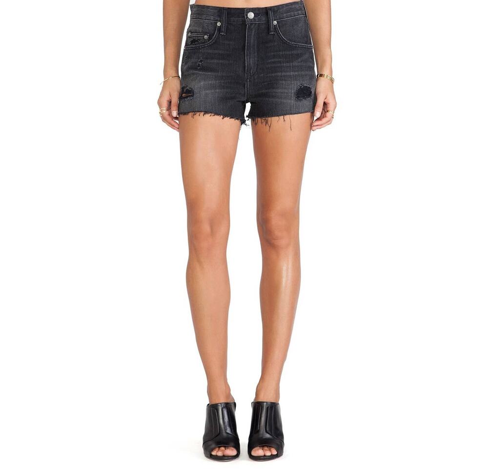 Lovers + Friends Jack Denim Shorts Gramercy Black Distressed Size 26